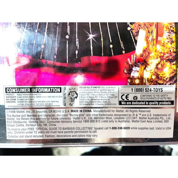 1998 Holiday Barbie Doll Special Edition In Original Packaging 20200 - Picture 6 of 7